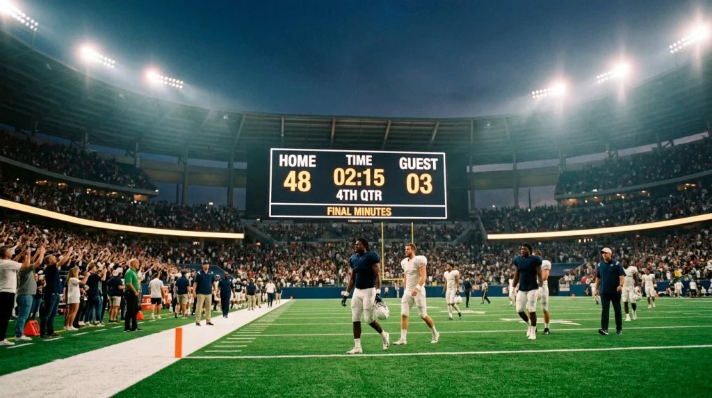 NFL scoreboard showing a team leading by enough points to trigger an early payout promotion