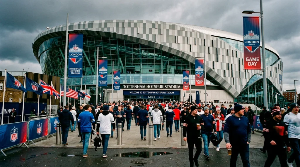 NFL London Games at Tottenham Hotspur Stadium with betting odds overlay for UK matchday punters