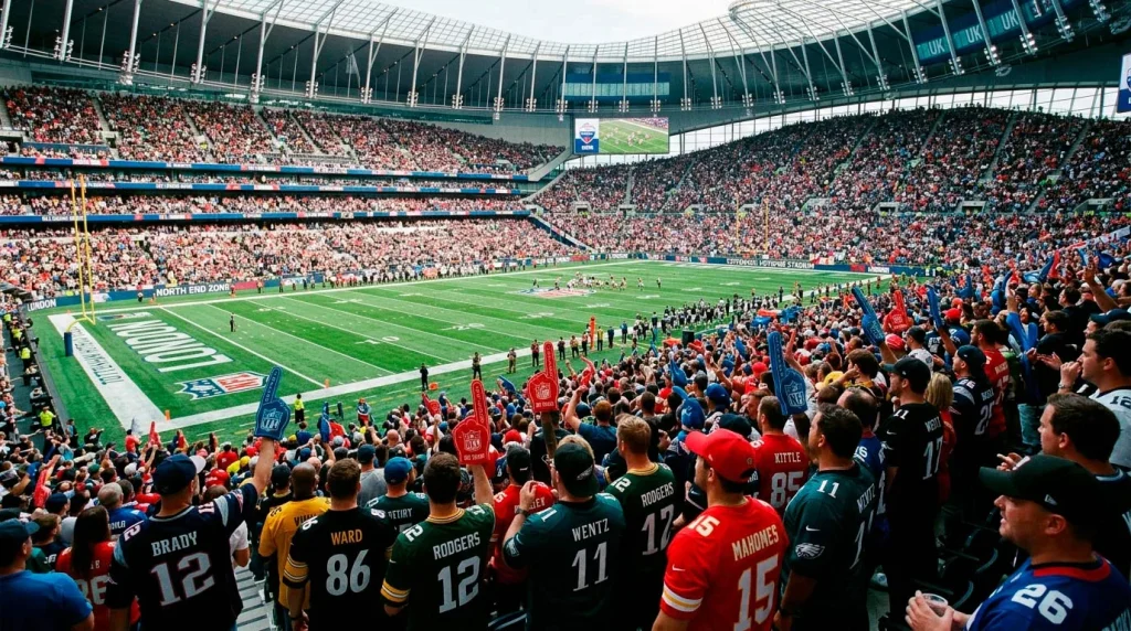 NFL fans at a London Games event showing the growth of American football fandom in the UK